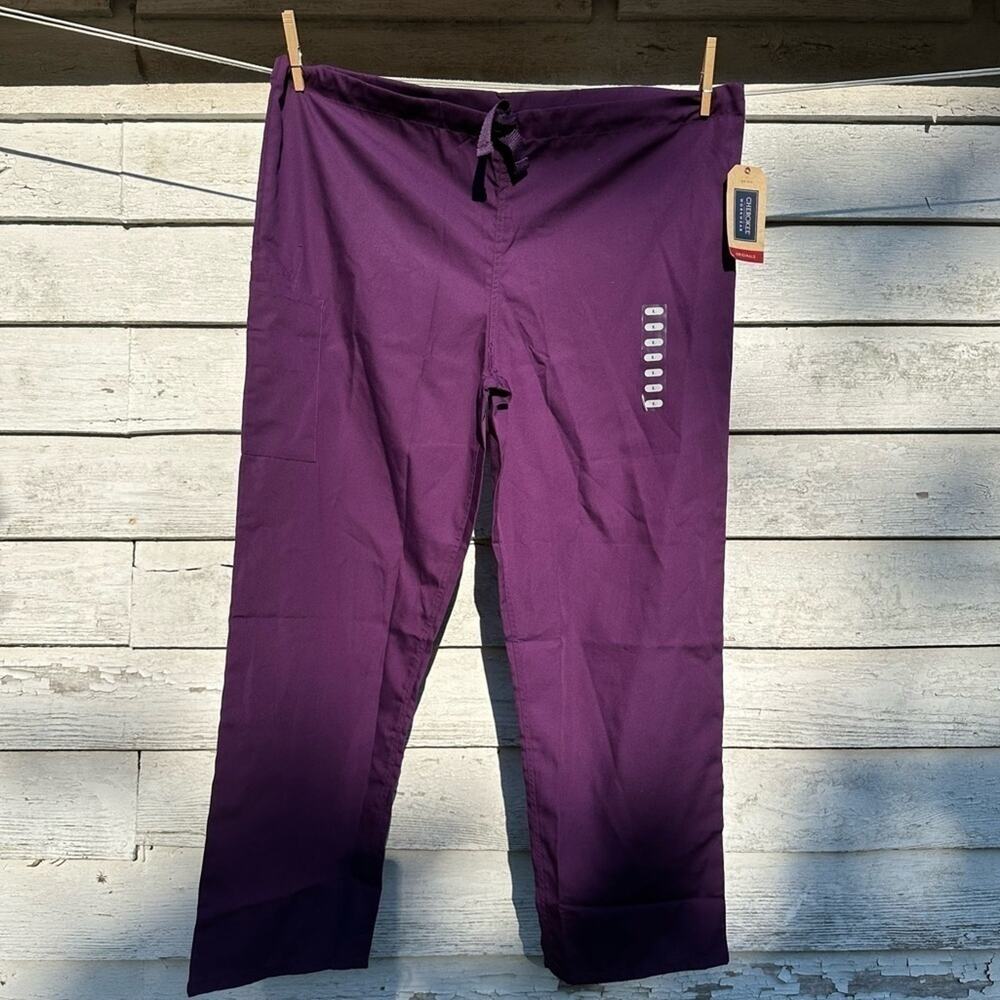 Cherokee uniform, Women's purple eggplant, scrub pants drawstring size L